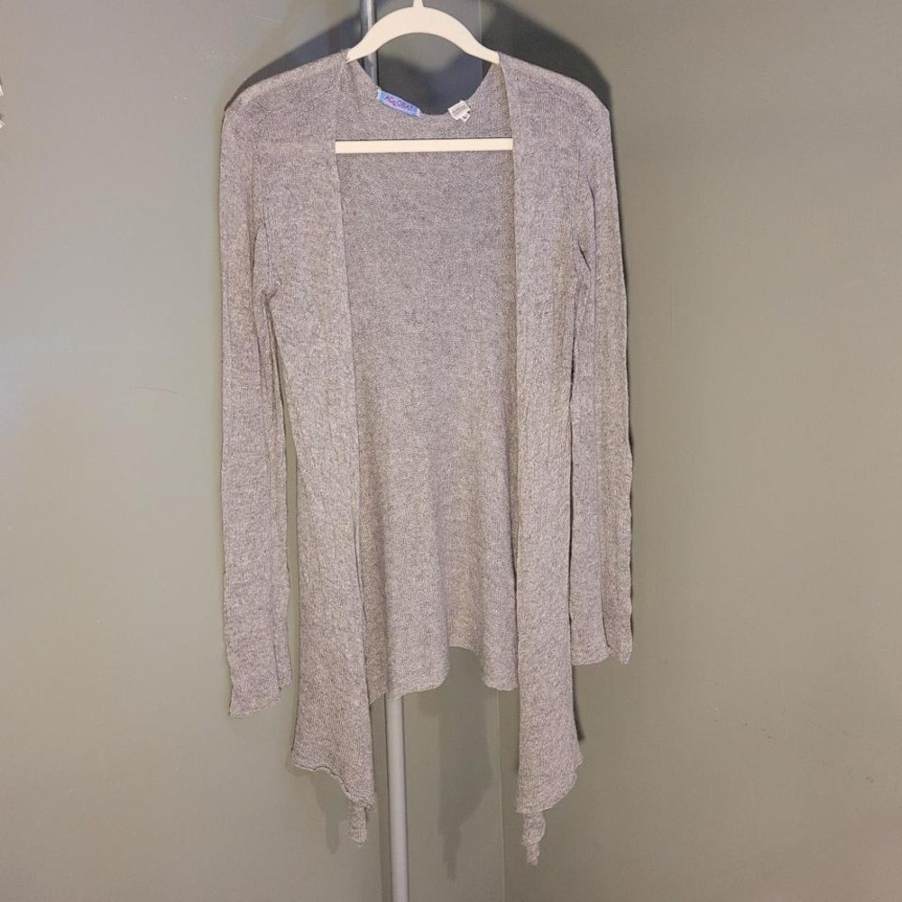 Acrobat Silk And Cashmere Open Front Waterfall Cardigan, Women's Size‎ L, Gray